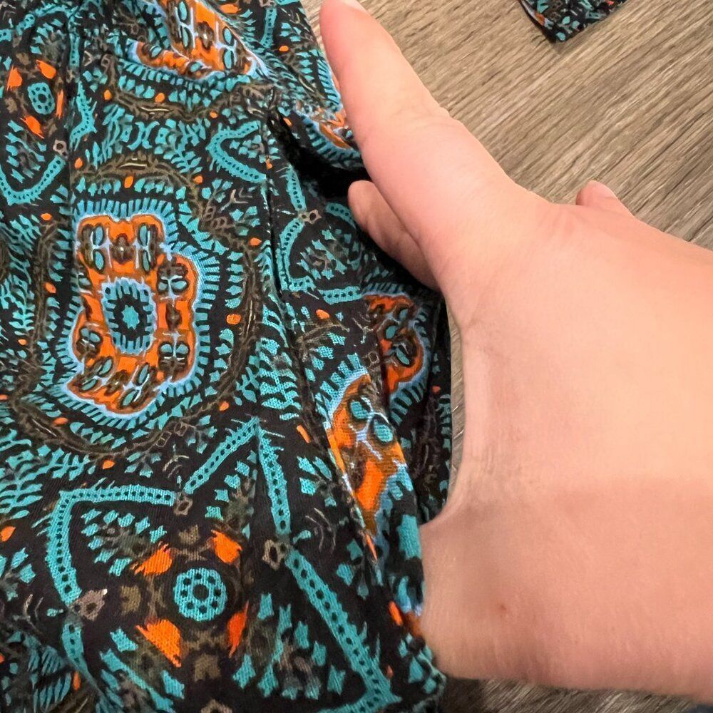 Patrons of Peace | Long Sleeve Open Back Romper Boho Teal‎ Women’s Size M - Picture 9 of 11